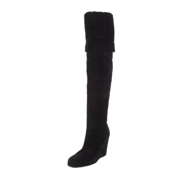 Prada Boots OTK Suede Shearling Cuff Sz 38 (US 8) EUC - Picture 3 of 16